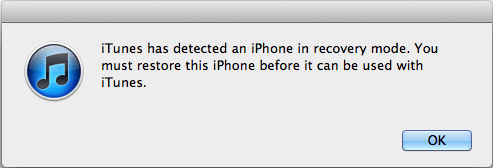 iTunes ha detectado un iphone en modo recuperación