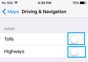 Cómo evitar peajes y carreteras utilizando Apple Maps en el iPhone