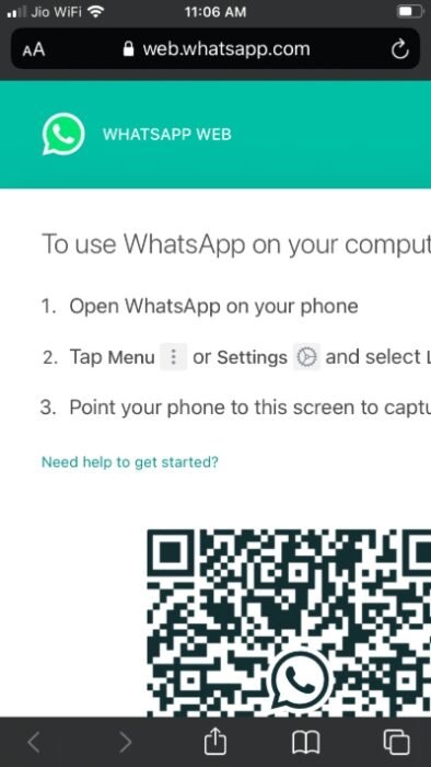 WhatsApp Web en Safari QR Code